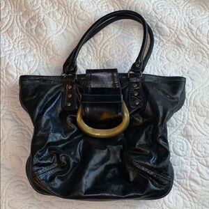 🖤🖤🖤Jocasi Black leather tote moon bag RARE purse